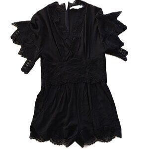IRO Paris Black Lace Trim Romper – Size 36 (US 4) – French Designer